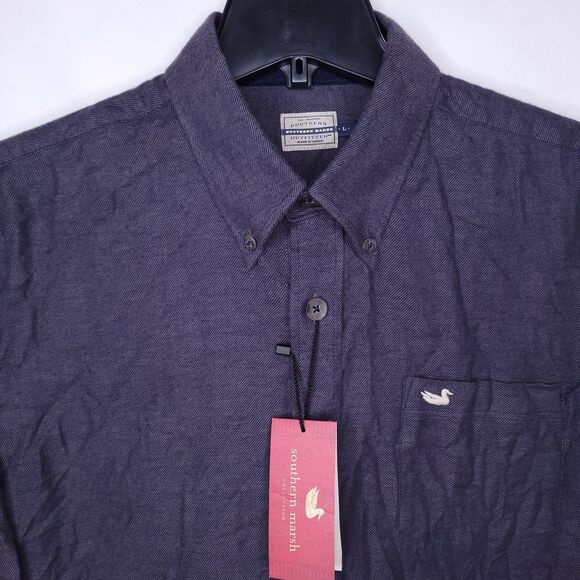 Southern Marsh Flannel Shirt Mens Large Gray Mesquite Solid Long Sleeve NWT - Picture 1 of 12